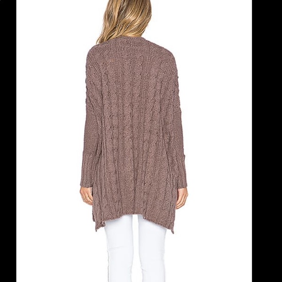 Free people Easy Cable V Neck Sweater in Mushroom - Picture 3 of 8